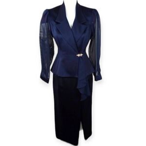 ALEX EVENINGS DK NAVY SKIRT SUIT SZ.6 EUC